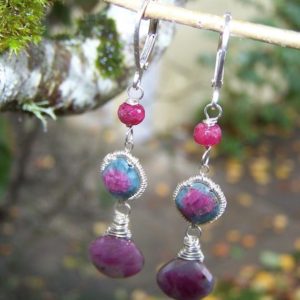 Ruby Zoisite  faceted briolette,  ruby rondelle, sterling silver leverback  earrings | Natural genuine Gemstone earrings. Buy crystal jewelry, handmade handcrafted artisan jewelry for women.  Unique handmade gift ideas. #jewelry #beadedearrings #beadedjewelry #gift #shopping #handmadejewelry #fashion #style #product #earrings #affiliate #ad