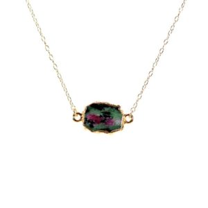 Shop Ruby Zoisite Jewelry! Ruby necklace – zoisite necklace – raw crystal necklace – July birthstone necklace – a gold lined ruby zoisite on a 14k gold filled chain | Natural genuine Ruby Zoisite jewelry. Buy crystal jewelry, handmade handcrafted artisan jewelry for women.  Unique handmade gift ideas. #jewelry #beadedjewelry #beadedjewelry #gift #shopping #handmadejewelry #fashion #style #product #jewelry #affiliate #ad