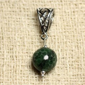 Shop Ruby Zoisite Pendants! Pendentif Pierre semi précieuse et rhodium – Rubis Zoisite Facetté 12mm | Natural genuine Ruby Zoisite pendants. Buy crystal jewelry, handmade handcrafted artisan jewelry for women.  Unique handmade gift ideas. #jewelry #beadedpendants #beadedjewelry #gift #shopping #handmadejewelry #fashion #style #product #pendants #affiliate #ad