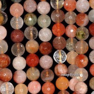 Shop Rutilated Quartz Faceted Beads! 8mm Rainbow Rutile Quartz Gemstone Grade A Faceted Round 8mm Loose Beads 16 inch Full Strand (90147607-282) | Natural genuine faceted Rutilated Quartz beads for beading and jewelry making.  #jewelry #beads #beadedjewelry #diyjewelry #jewelrymaking #beadstore #beading #affiliate #ad