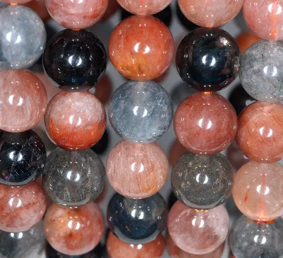 10mm Rainbow Rutilated Quartz Gemstone Garde Aaa Round Loose Beads 7 Inch Half Strand (80001066-146)