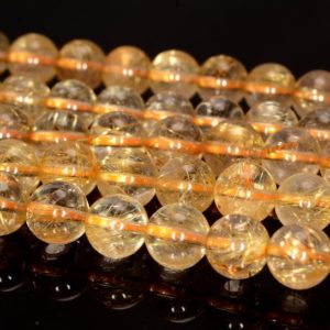 Shop Rutilated Quartz Beads! Golden Rutilated Quartz Gemstone Gold Grade AAA 4mm 5mm 6mm 7mm Round Loose Beads 15.5 inch Full Strand (466) | Natural genuine beads Rutilated Quartz beads for beading and jewelry making.  #jewelry #beads #beadedjewelry #diyjewelry #jewelrymaking #beadstore #beading #affiliate #ad