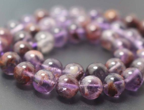 Natural Aa Purple Rutile Quartz Round Beads,6mm/8mm/10mm/12mm Rutile Quartz Beads Supply,15 Inches One Starand