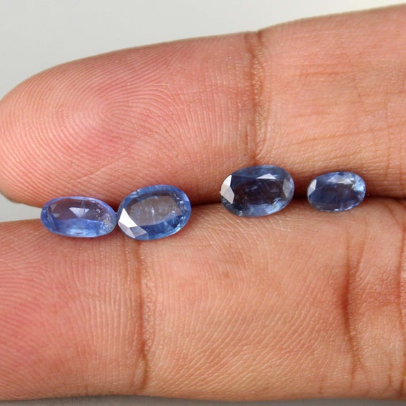 Natural Blue Sapphire 3.65 Cts. Oval Cut Loose Gemstone 4 Pcs /light Blue To Blackish Blue Sapphire Oval Cut Parcel/ Natural Sapphire Oval