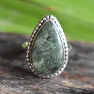 Shop Seraphinite Rings! 925 silver natural seraphinite ring-green seraphinite ring-silver ring-ring for women-seraphinite design ring-seraphinite ring | Natural genuine Seraphinite rings, simple unique handcrafted gemstone rings. #rings #jewelry #shopping #gift #handmade #fashion #style #affiliate #ad