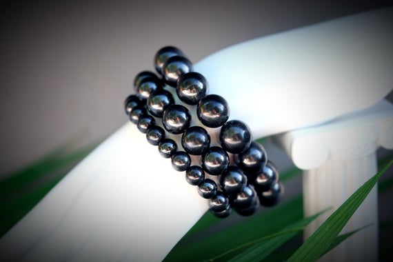 4mm-16mm Shungite 4mm, 6mm, 8mm, 10mm, 12mm, 14mm, 16mm Round Bracelets Tested 100% Genuine {zazhoginskiy Mine, Russia}