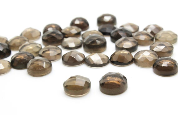 Round Faceted Cabochons,smoky Quartz Cabochons,smokey Gemstones,gemstone Cabochons,birthstones,semiprecious Stones,natural Stones,aa Quality