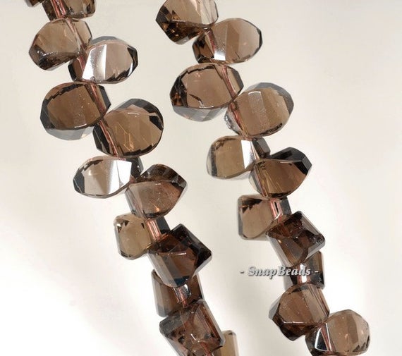 12x8mm Smoky Quartz Gemstone Faceted Nugget Loose Beads 7 Inch Half Strand (90191255-b21-537)