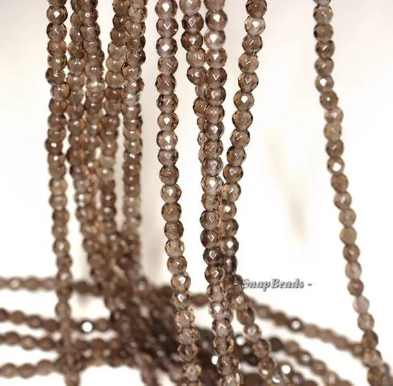3mm Smoky Quartz Gemstone Grade Aaa Brown Micro Faceted Round Loose Beads 16 Inch Full Strand (90148182-107)