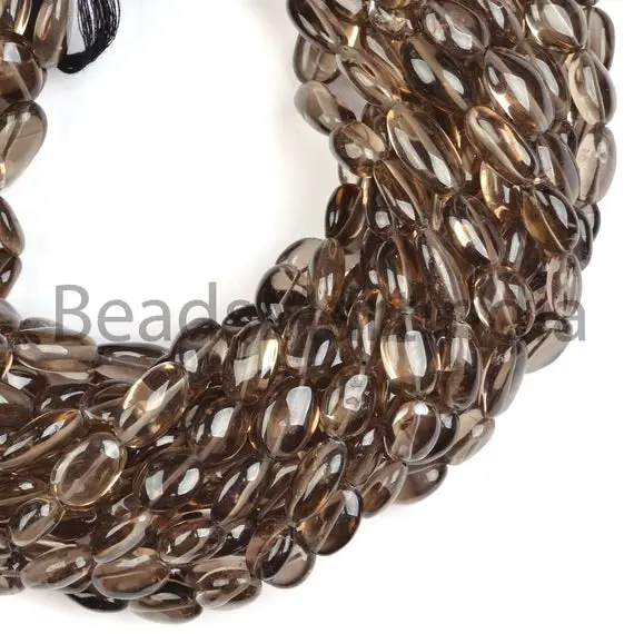7x10-10x16mm Natural Smoky Quartz Smooth Oval Shape Beads, Smoky Quartz Plain Beads, Smooth Smoky Quartz Beads, Smoky Quartz Natural Beads