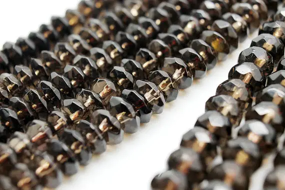 Unique Rondelles Beads,smoky Quartz Beads,smokey Beads,brown Gemstone Beads,jewelry Making Beads - 16" Full Strand