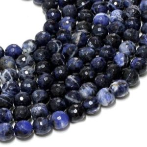 Shop Sodalite Faceted Beads! Sodalite beads,gemstone beads,faceted beads,round beads,wholesale beads,strand beads,diy beads supplies – 16" Full Strand | Natural genuine faceted Sodalite beads for beading and jewelry making.  #jewelry #beads #beadedjewelry #diyjewelry #jewelrymaking #beadstore #beading #affiliate #ad