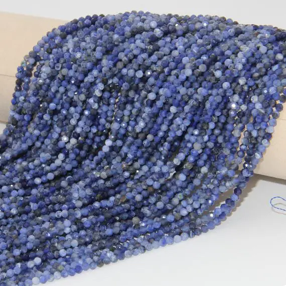 Full 15.3 Inch Strand Beads,natural Sodalite Faceted Round Beads,loose Gemstone Beads,2mm 3mm 4mm Semi Precious Beads,string Genuine Beads.