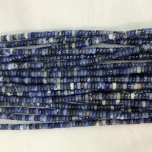 Shop Sodalite Bead Shapes! Natural Sodalite 4mm Heishi Genuine Blue Gemstone Loose Beads 15 inch Jewelry Supply Bracelet Necklace Material Support Wholesale | Natural genuine other-shape Sodalite beads for beading and jewelry making.  #jewelry #beads #beadedjewelry #diyjewelry #jewelrymaking #beadstore #beading #affiliate #ad