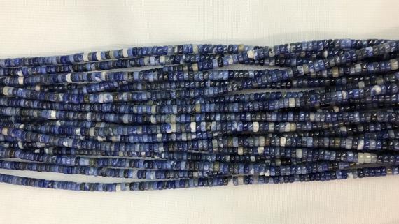 Natural Sodalite 4mm Heishi Genuine Blue Gemstone Loose Beads 15 Inch Jewelry Supply Bracelet Necklace Material Support Wholesale