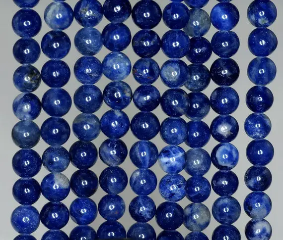 6mm Blueberry Sodalite Gemstone Grade Aa Blue Round Loose Beads 15.5 Inch Full Strand (90186293-729)