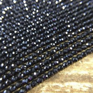 Shop Spinel Faceted Beads! 3mm Micro Faceted Spinel Beads Tiny Small Black Spinel Round Beads Black Gemstone Beads Supplies Jewelry Beads 15.5" Full Strand | Natural genuine faceted Spinel beads for beading and jewelry making.  #jewelry #beads #beadedjewelry #diyjewelry #jewelrymaking #beadstore #beading #affiliate #ad