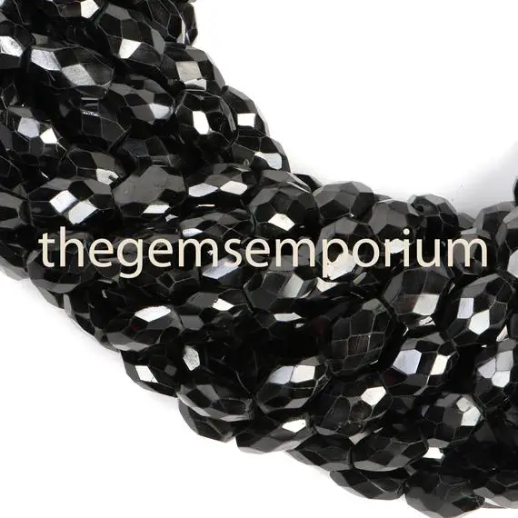 Black Spinel Faceted Oval Beads, 7x9-8x10mm Black Spinel Faceted Beads, Black Spinel Oval Shape Beads, Black Spinel Beads, Black Spinel