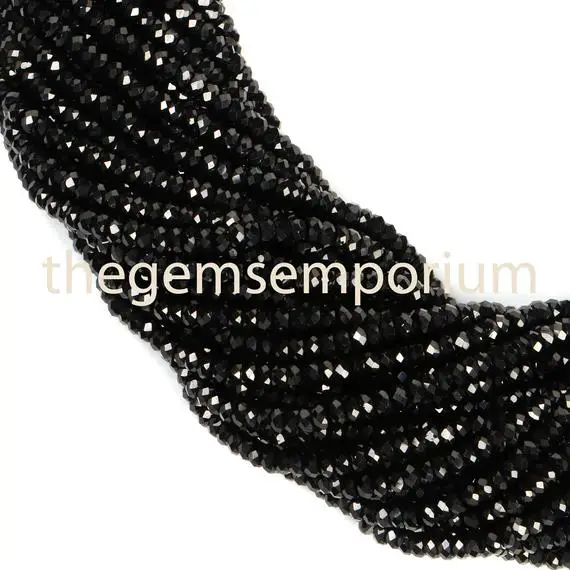 Black Spinel Faceted Round Beads, Black Spinel Faceted Beads, Black Spinel Round Beads, Black Spinel Beads, Black Spinel  ,(2.5-3mm)