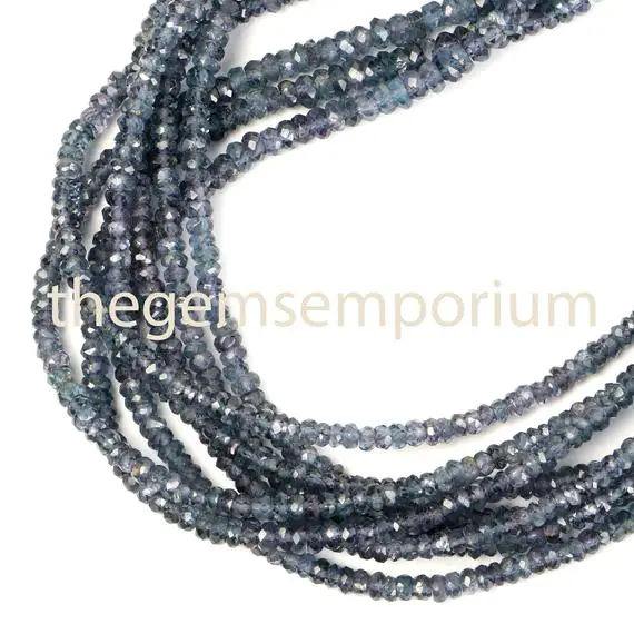 Extremely Rare Natural Blue Spinel Faceted Rondelle Beads,  2.75-3.25mm Blue Spinel Faceted Beads, Spinel Rondelle Beads, Blue Spinel Beads