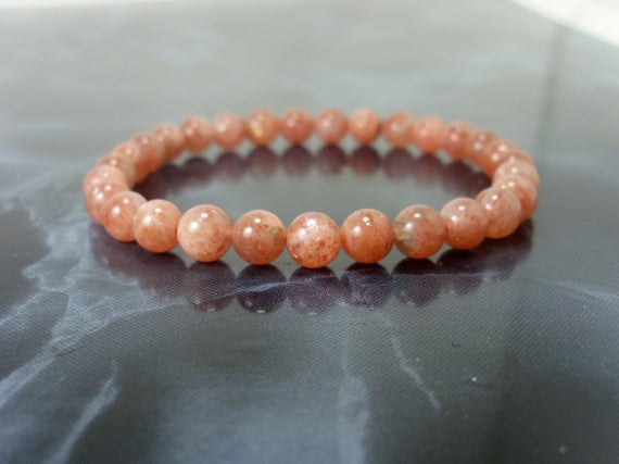 Brazilian Sunstone Bracelet 6mm Or 7mm, Natural Gemstone Bracelet Grade A And A +++,  Women Men Bracelet, Beaded Bracelet +gift Bag