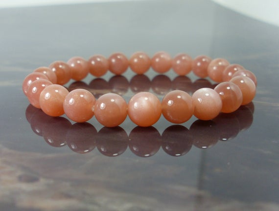 Sunstone Bracelet 8mm, Natural Gemstone Bracelet,  Women Men Bracelet, Beaded Bracelet +gift Bag