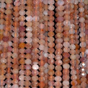 Shop Sunstone Faceted Beads! 5x4mm Sunstone Gemstone Orange Grade A Fine Faceted Cut Rondelle  Loose Beads 15.5 inch Full  Strand (80002465-794) | Natural genuine faceted Sunstone beads for beading and jewelry making.  #jewelry #beads #beadedjewelry #diyjewelry #jewelrymaking #beadstore #beading #affiliate #ad