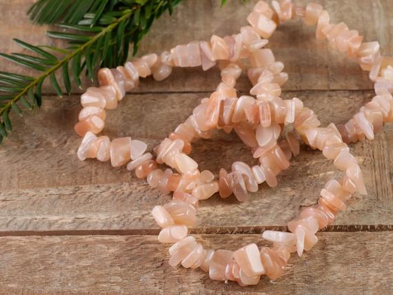 Sunstone Crystal Bracelet - Chip Beads - Beaded Bracelet, Handmade Jewelry, Healing Crystal Bracelet, E0830