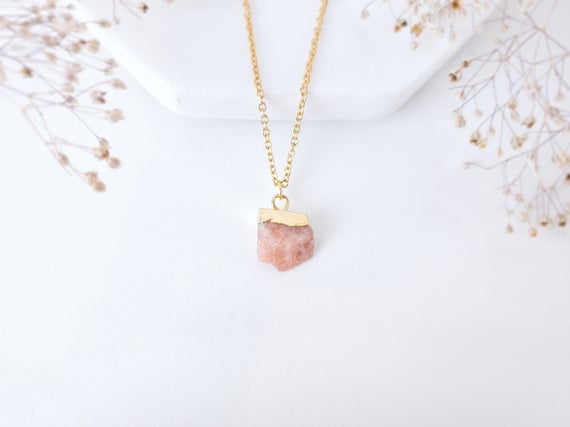 Sunstone Necklace Natural Sunstone Pendant Necklace Raw Sunstone Jewelry Raw Stone Necklace Raw Crystal Necklace