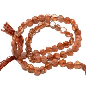 SunStone Beads, Sunstone Smooth Coin Beads, Sunstone Jewelry, 5mm Beads, 13 Inch Strand, Sold As 1 Strand/ 5 Strands, SKU-A50 | Natural genuine other-shape Gemstone beads for beading and jewelry making.  #jewelry #beads #beadedjewelry #diyjewelry #jewelrymaking #beadstore #beading #affiliate #ad