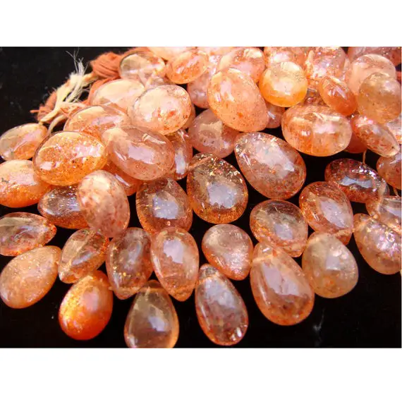 10x14mm To 8x12mm Each Sunstone Plain Pear Briolettes, Sunstone Pear Beads, Sunstone Plain Briolettes For Jewelry (10pcs To 20pcs Options)