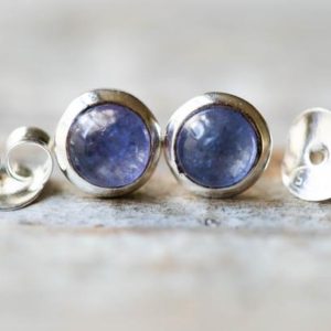 Shop Tanzanite Earrings! Tanzanite Cabochon Stud Earrings 6mm – Tanzanite Studs Sterling Silver – Genuine Tanzanite Stud Earrings- Natural Tanzanite Post Earrings | Natural genuine Tanzanite earrings. Buy crystal jewelry, handmade handcrafted artisan jewelry for women.  Unique handmade gift ideas. #jewelry #beadedearrings #beadedjewelry #gift #shopping #handmadejewelry #fashion #style #product #earrings #affiliate #ad