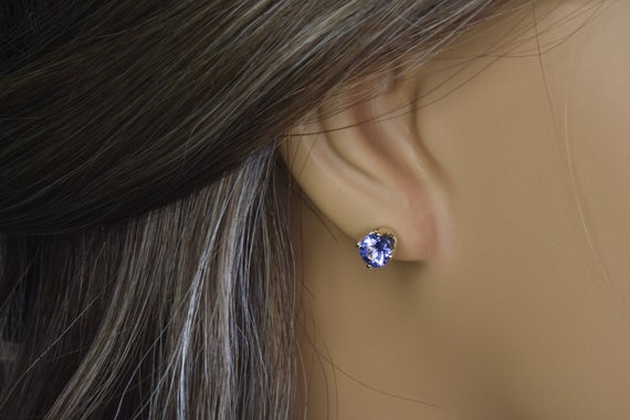 Natural Tanzanite Earrings In 14k Gold | Solid 14k Gold | Fine Jewelry | Free Shipping | Tanzanite Studs | December Birthstone