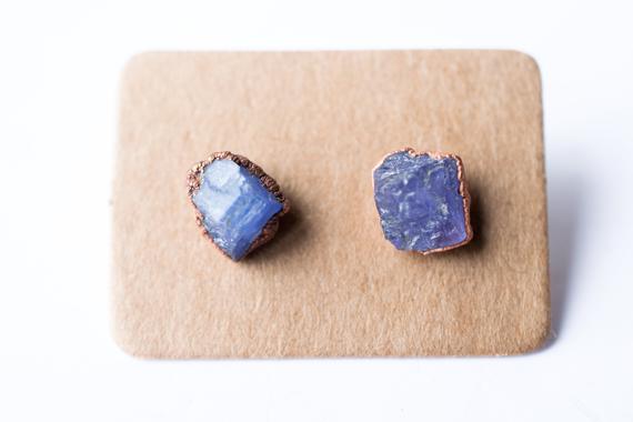 Raw Tanzanite Earrings | Tanzanite Stud Earrings | Tanzanite Post Earrings