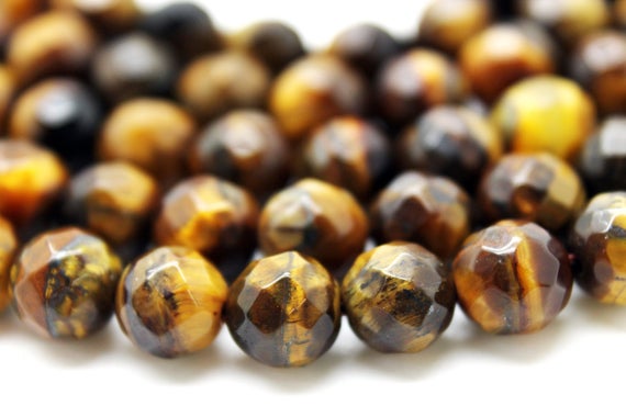 Tiger Eye Beads,gemstone Beads,faceted Round Beads,faceted Beads,beads Wholesale,beads Strands,6mm - 16" Strand
