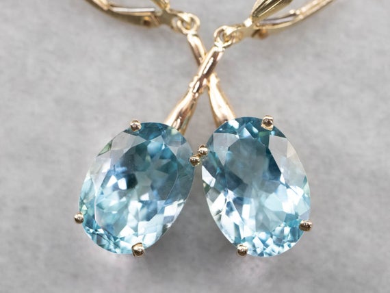 Blue Topaz Drop Earrings, Topaz And Yellow Gold Earrings, Bridal Jewelry, Blue Topaz Jewelry, Gemstone Earrings 4zfdhd1z