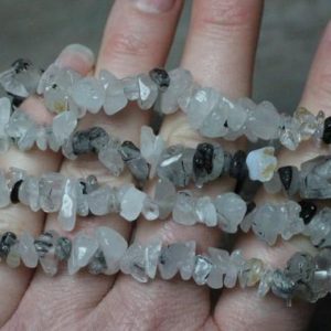 Tourmalinated Quartz Chip Stretchy String Bracelet G132 | Natural genuine Tourmalinated Quartz bracelets. Buy crystal jewelry, handmade handcrafted artisan jewelry for women.  Unique handmade gift ideas. #jewelry #beadedbracelets #beadedjewelry #gift #shopping #handmadejewelry #fashion #style #product #bracelets #affiliate #ad