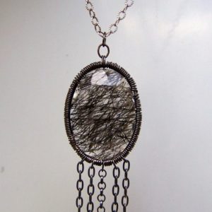 Shop Tourmalinated Quartz Necklaces! Rutilated Black Tourmalinated Quartz necklace | Natural genuine Tourmalinated Quartz necklaces. Buy crystal jewelry, handmade handcrafted artisan jewelry for women.  Unique handmade gift ideas. #jewelry #beadednecklaces #beadedjewelry #gift #shopping #handmadejewelry #fashion #style #product #necklaces #affiliate #ad