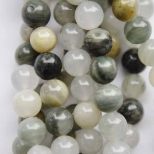 Genuine Green Tourmalinated Quartz Beads, Green Line Quartz beads – Round 6 mm Gemstone Beads – Full Strand 15 1/2", 62 beads, A Quality | Natural genuine round Tourmalinated Quartz beads for beading and jewelry making.  #jewelry #beads #beadedjewelry #diyjewelry #jewelrymaking #beadstore #beading #affiliate #ad