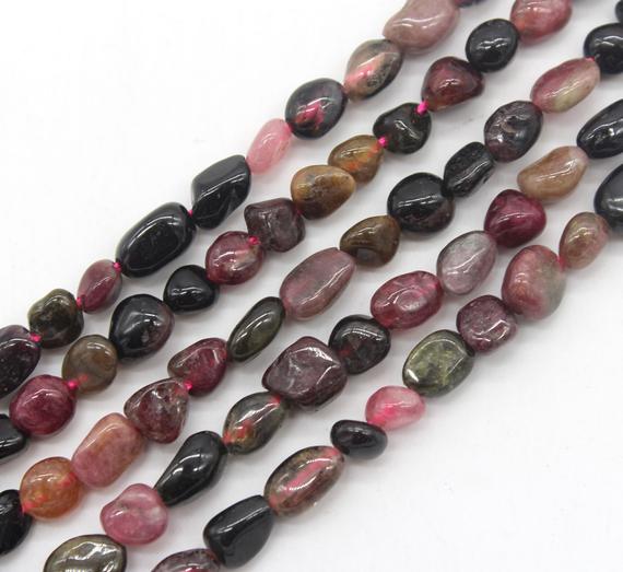 5-7mm Nugget Tourmaline Beads,irregular Tourmaline Beads Strand, Loose Gemstone Pebble Beads,natural Stone Round Beads-15.5-nst1220-18