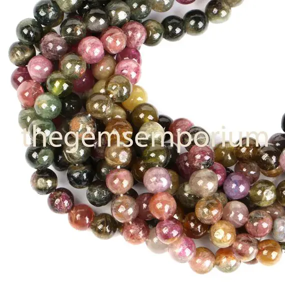 Multi Tourmaline 5.5-6mm Smooth Round Beads, Tourmaline Round Beads, Tourmaline Smooth Beads,multi Tourmaline Beads,tourmaline Beads