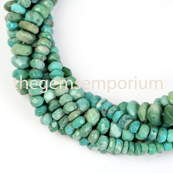 Natural Arizona Turquoise Faceted Rondelle Beads, 4-5mm Faceted Rondelle Beads, Turquoise Beads, Turquoise Rondelle, Wholesale Beads