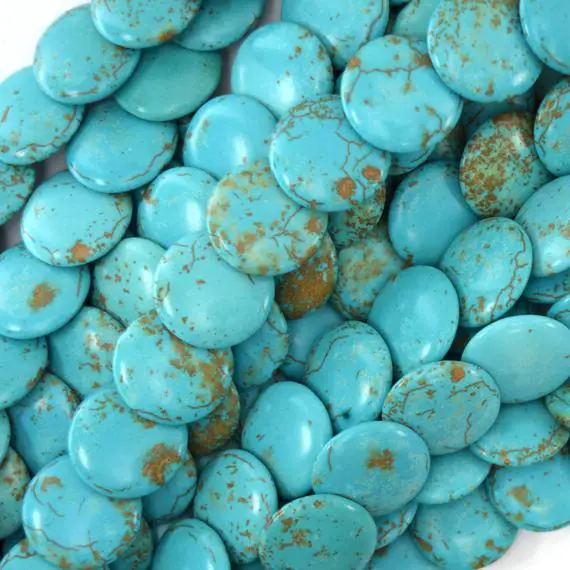 4x16mm Blue Turquoise Lentil Beads 15.5" Strand