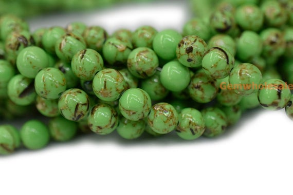 15.5" 8mm Turquoise Beads With Shell Inlay Green Color Round Beads, Shell Mix Turquoise Powder, Green Gemstone, Semi-precious Stone, Xgto