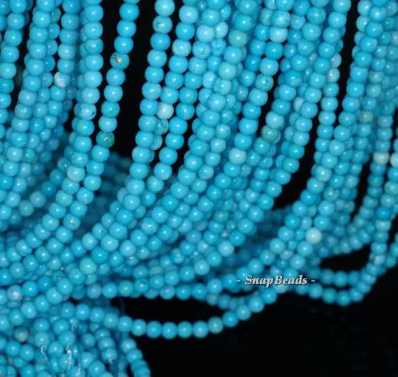 3mm Queen Turquoise Gemstone, Blue, Round 3mm Loose Beads 16 Inch Full Strand (90114031-107-t1)