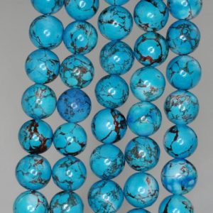 Shop Turquoise Round Beads! 8mm Blue Turquoise Gemstone Swirls Blue Round 8mm Loose Beads 16 inch Full Strand (90186769-774) | Natural genuine round Turquoise beads for beading and jewelry making.  #jewelry #beads #beadedjewelry #diyjewelry #jewelrymaking #beadstore #beading #affiliate #ad