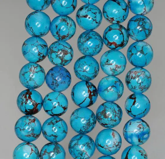 8mm Blue Turquoise Gemstone Swirls Blue Round 8mm Loose Beads 16 Inch Full Strand (90186769-774)