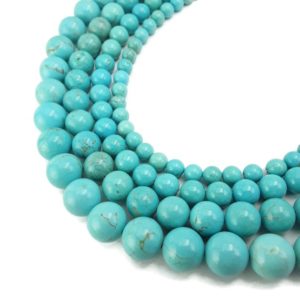 Shop Turquoise Beads! Blue Turquoise Smooth Round Beads 6mm 8mm 10mm 12mm 15.5" Strand | Natural genuine beads Turquoise beads for beading and jewelry making.  #jewelry #beads #beadedjewelry #diyjewelry #jewelrymaking #beadstore #beading #affiliate #ad