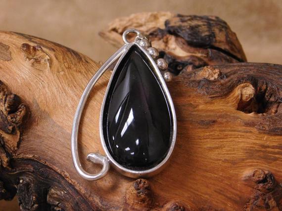 Vintage Sterling Silver And Rainbow Obsidian Pendant