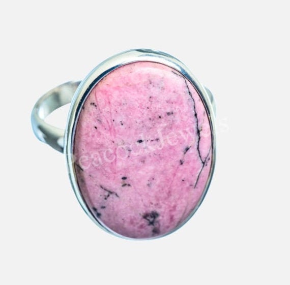 Womens Rhodonite Ring, 925 Silver Ring, Womens Jewelry, Birthday Gift, Affordable Ring, Gemstone Ring, Boho Ring, Dainty Ring, Oval Ring